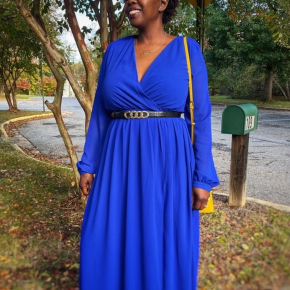 13. Lulus Wondrous Water Lilies Royal Blue Maxi Dress - Picture 9 of 16